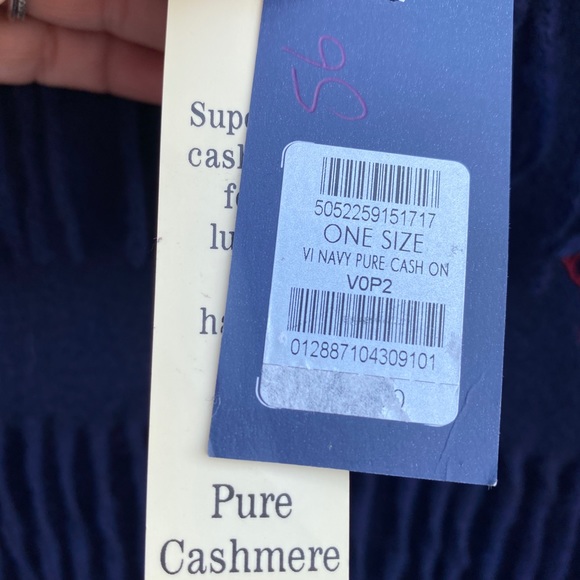 navy Viyella pure cashmere men’s scarf - Picture 4 of 4